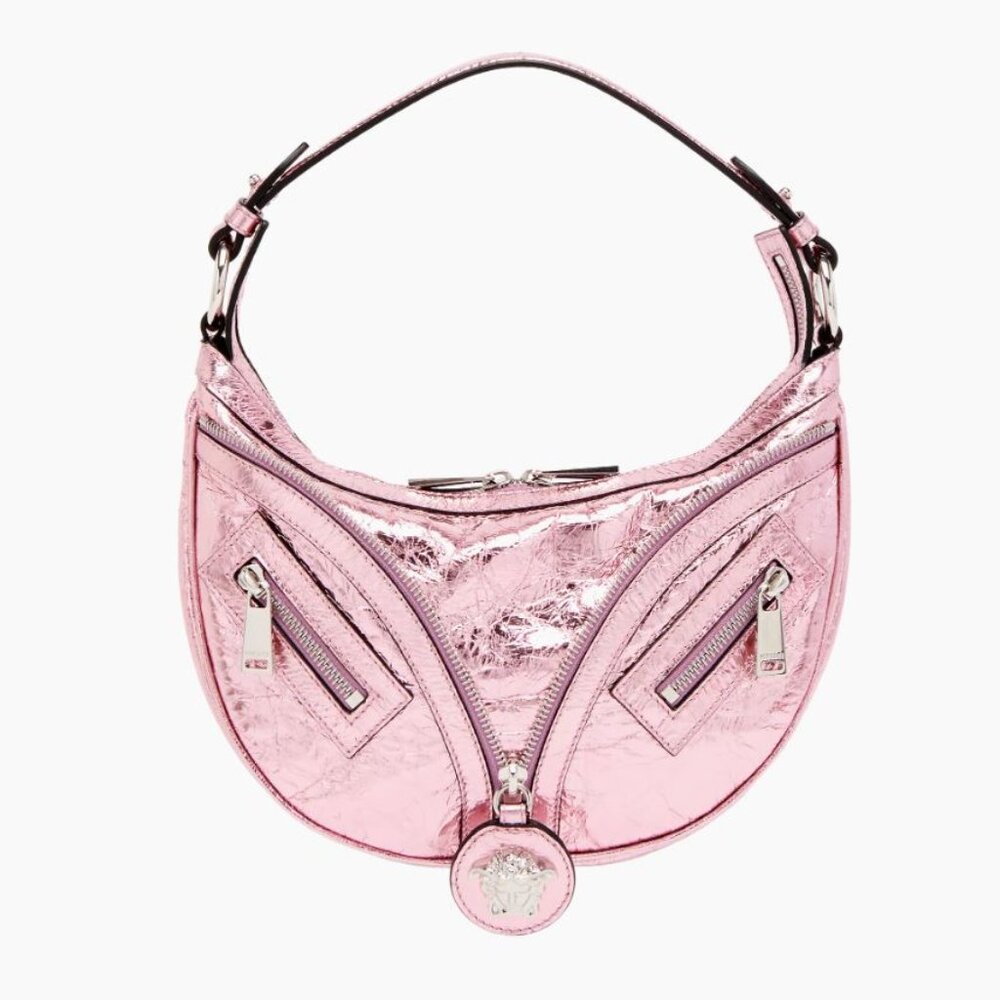New Versace  Pink Repeat  Medusa Metallic Logo shoulder Bag